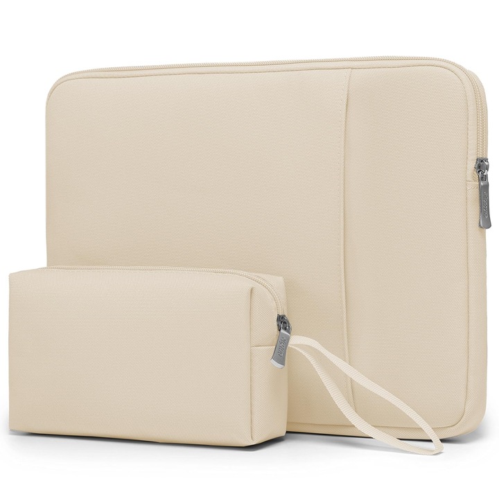 Set Geantă Laptop HYZUO pentru Macbook Air/Pro, iPad Pro/Air, XPS 13, Surface Pro, 12"-13", Nisip