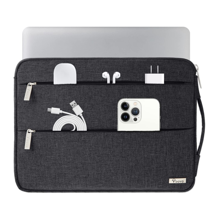 Geantă laptop 14 inch, negru, pentru Macbook Air/Pro, Dell, HP, Ipad