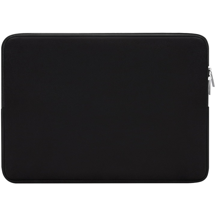 Husă laptop RAINYEAR, 13.3 inch, neagră, cu capac moale și fermoar