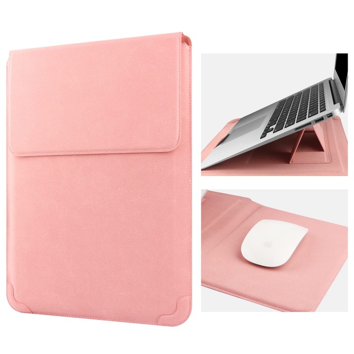 Geantă laptop HoYiXi 13.3 inch cu stand, roz