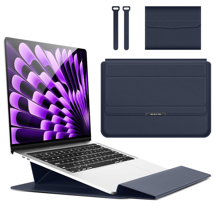 Geantă Laptop Hinnwer 15-16.1 inch, suport, albastru închis