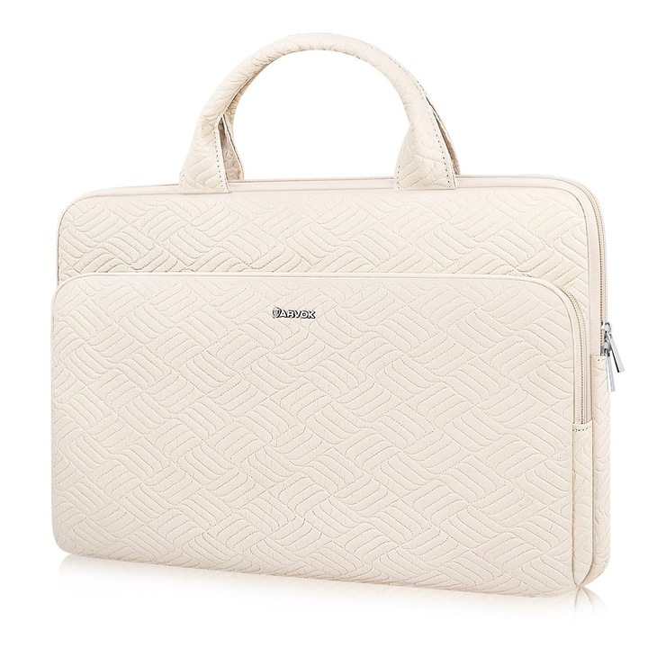 Geantă protecție laptop ARVOK 15.6 inch, impermeabilă, cu husă mică, alb