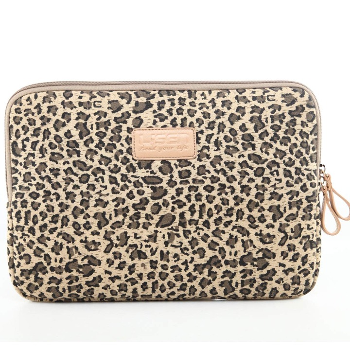 Husă impermeabilă BSLVWG Forest Series, dimensiune 35, 8x38, 1cm, leopard, galben, pentru laptop de 10-15 inch