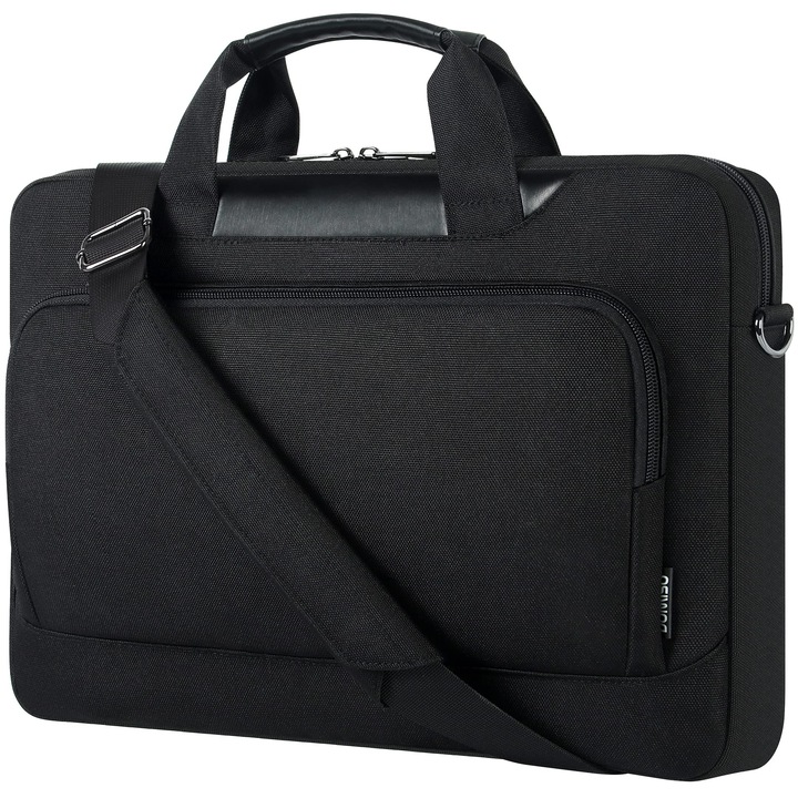 Geantă laptop DOMISO, 15-15.6 inch, neagră, tip servietă
