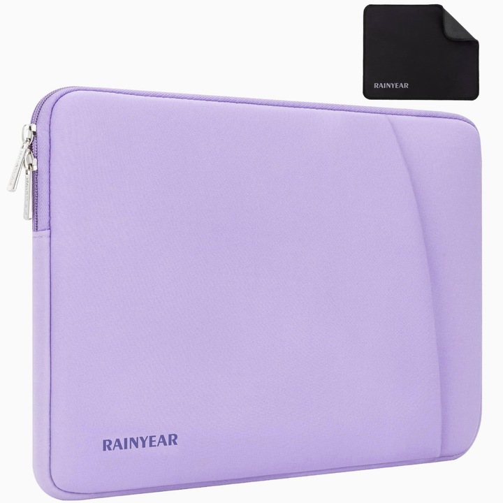 Husă Laptop RAINYEAR 14 inch, captușeală pufoasă, violet