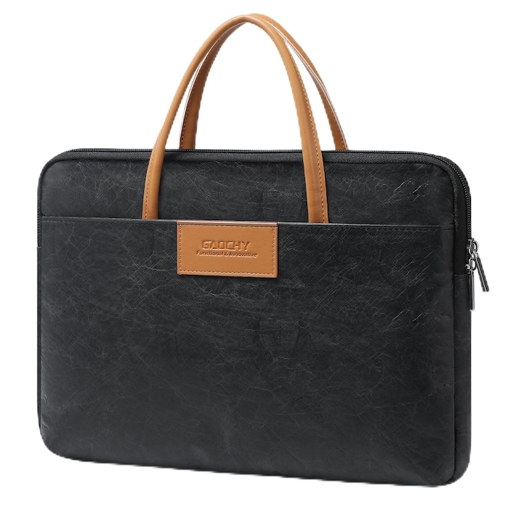Husă laptop GAOCHY 13, 3-14 inch, material textil Tyvek, cu mânăr, negru grafit