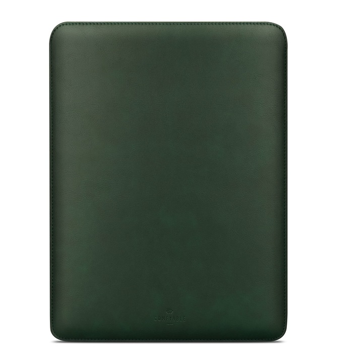 Husă laptop Comfyable, piele ecologică, verde, 13 inch