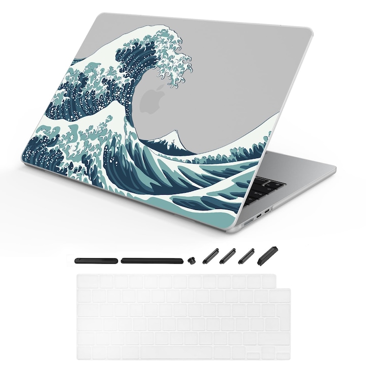 Husă rigida TeDaWen pentru Macbook Air 15, 3 inch, cu tastatură, Ocean Wave