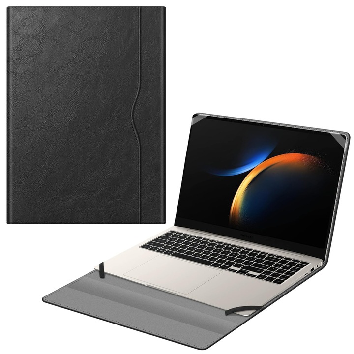 Husă tabletă Fintie, 16 inch, neagră, cu sloturi pentru documente