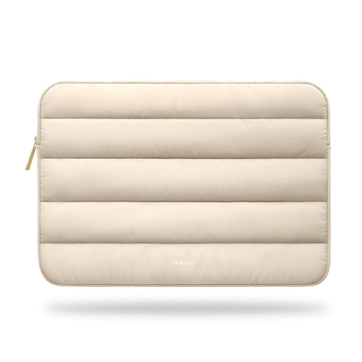 Husă laptop Vandel Puffy, bej, 15-16 inch, pentru femei