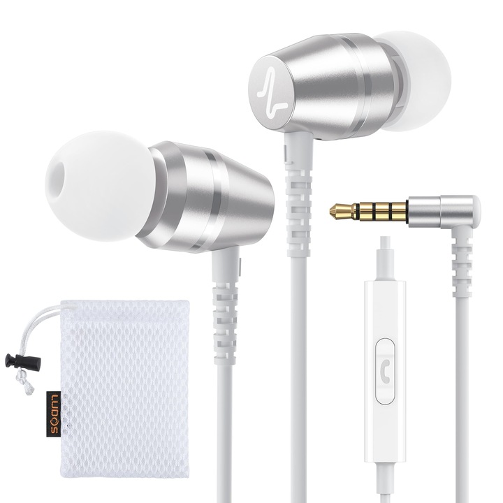 Casti Intraauriculare Ludos Omnitone Cu Cablu, Microfon, Alb, Jack 3, 5mm
