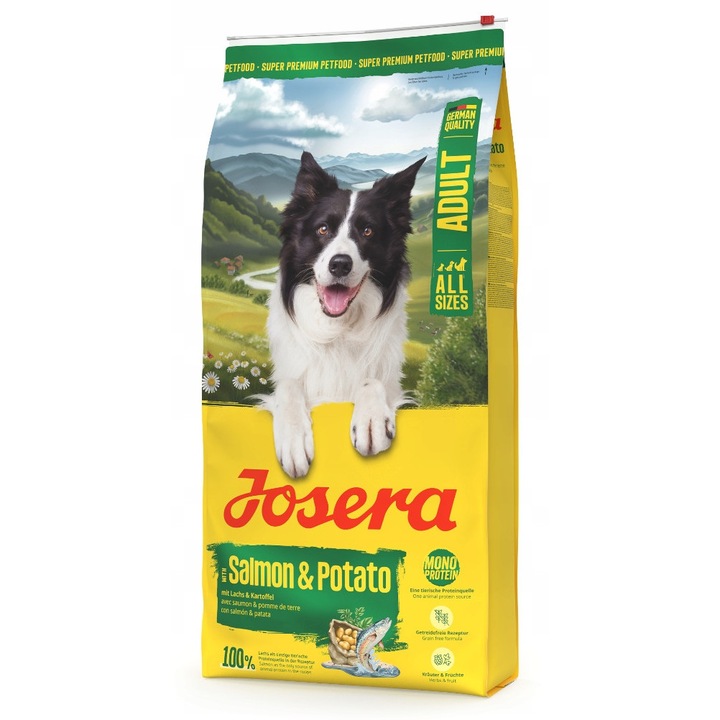 Hrana pentru caini, Josera, somon si cartofi, 12.5kg, fara cereale, pentru caini cu sistem digestiv sensibil