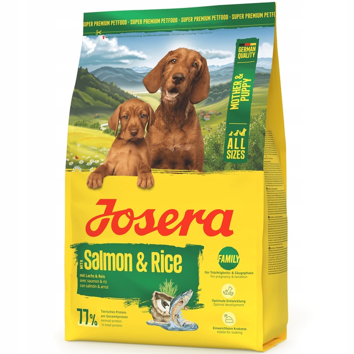Hrana pentru caini, Josera, Mother&Puppy, somon si orez, 3kg, fara gluten, pentru caini in perioada de gestatie si lactatie
