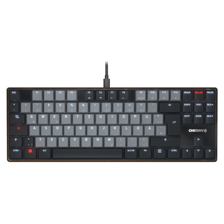 Tastatură mecanică CHERRY KC 500 MX LP TKL, neagră, cu fir, dimensiuni 35, 1x12, 4x2, 12 cm