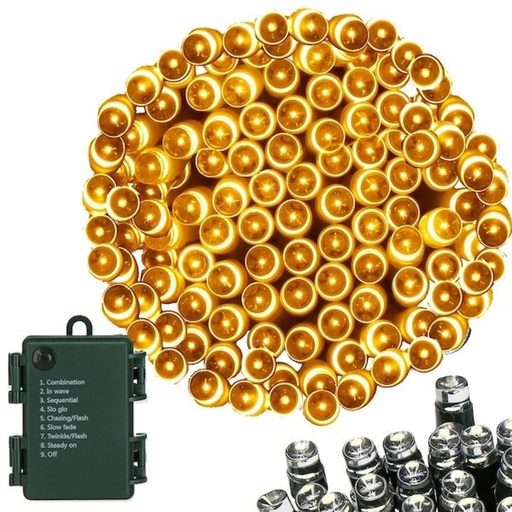 Luminite de Craciun pentru brad, Azaris, 100 LED-uri, 10m, 100 diode, alimentat cu baterii, rezistent la apa IP44, economisitor de energie, intensitate ridicata a culorii, bateriile R3 nu sunt incluse, instructiuni in poloneza, certificate CE si RoHS