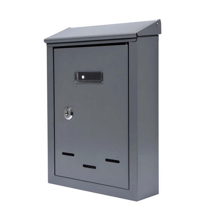 Cutie poștală Miromoto MBK-1003A, grafit, 260x180x60 mm, cu deschidere superioară și incuietoare