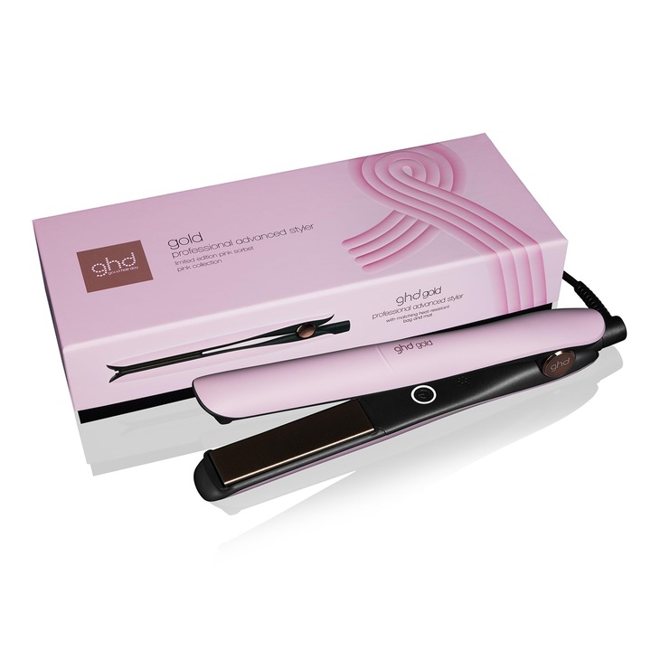 GHD Gold Limited Edition hajvasaló, szorbé rózsaszín, hőálló tokkal, minden hajtípusra