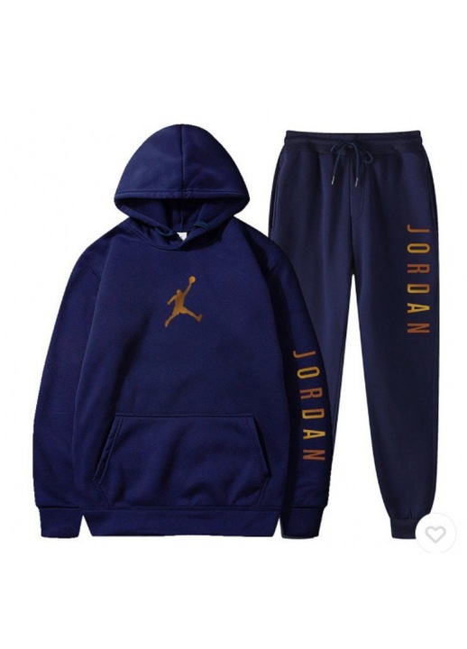 Férfi sportruházat szett polár kapucnis pulóver sokoldalú mélykék XL