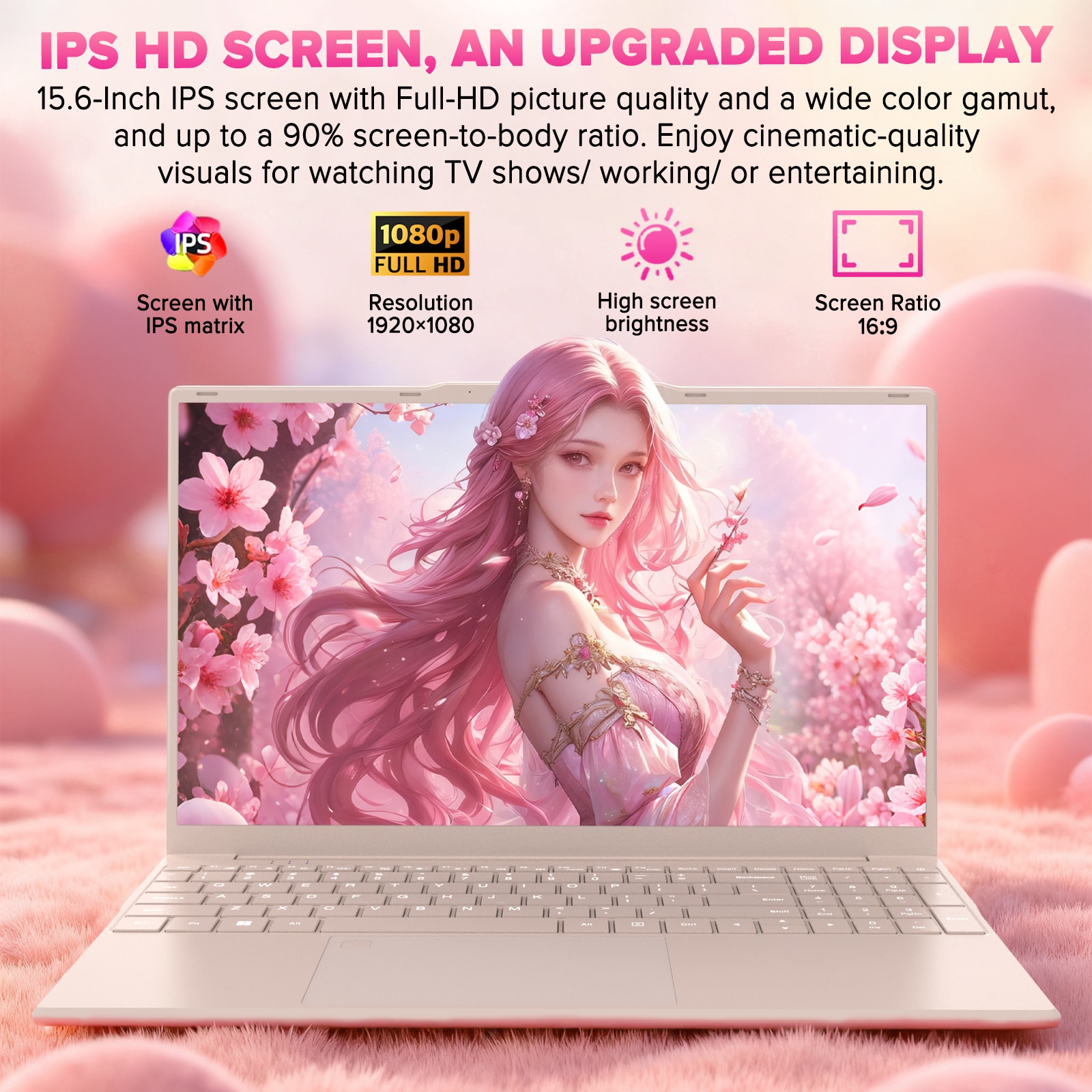 Laptop Auusda cu procesor intel celeon N5100 15.6', Full HD, IPS, 32GB DDR4 RAM, 1TB SSD, Intel UHD Graphics, Windows 11Pro, WiFi5, Tastatura iluminata, amprenta pentru afaceri, Rosu