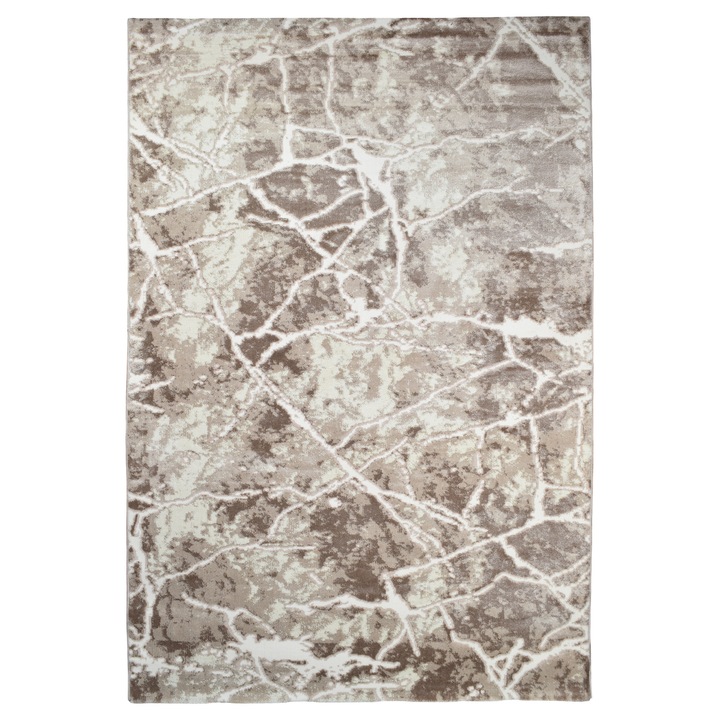 Covor modern Pala Carpet ALYANS, model abstract maro, 150×230 cm, grosime 10 mm, antialergic, antistatic, fabricat in Turcia