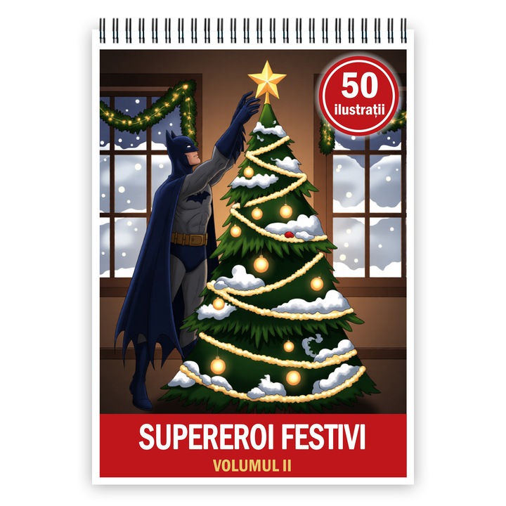 Книжка за оцветяване с 50 илюстрации Празнични супергерои - том II, 106 страници, формат: A4, издател: Cadouri Legendare