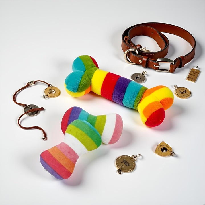 2 bucati de caine colorat jucarie vocala de plus, curcubeu, jucarie de mestecat in forma de os. Accesorii pentru animale de companie, pentru jocul animalelor de companie. Calitate adorabila si practica, atractive si profesionale, jucarii de mestecat pentr