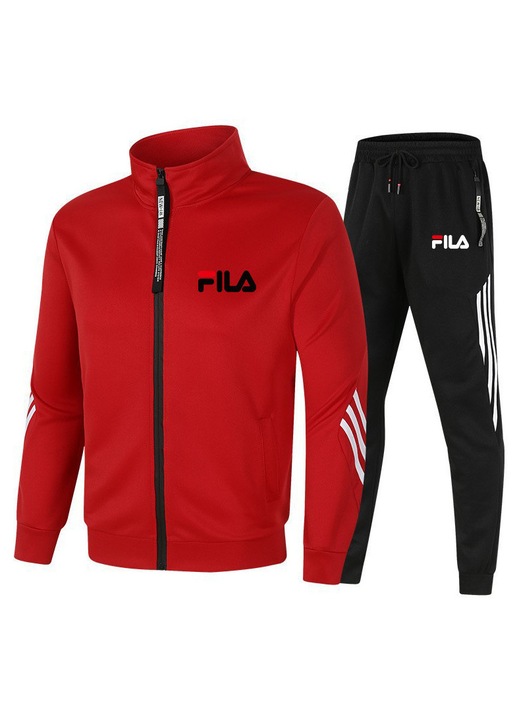 Sportruha szett állógallérral, lezser piros és fekete - XXXXXL