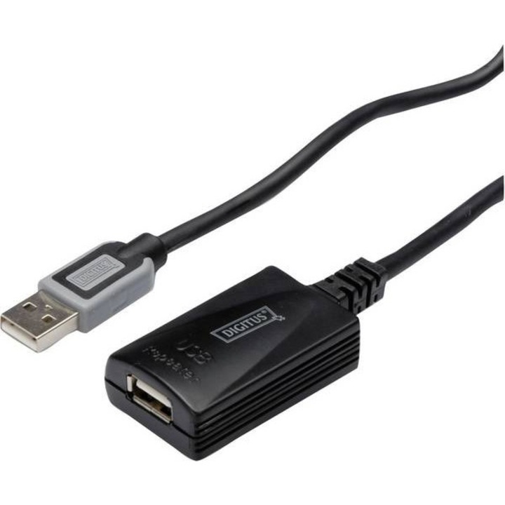 USB 2.0 Repeater USB A aljzat - USB A dugó 5m DIGITUS DA-70130-4