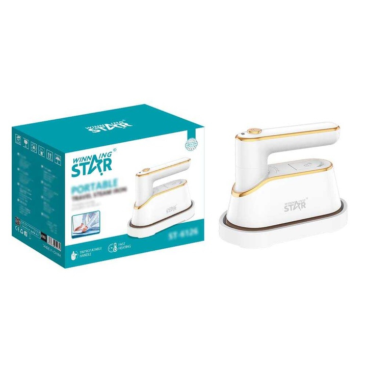 WINNING STAR ST-6126 Fier de călcat cu aburi portabil, 1200W, cu mâner rotativ la 180°