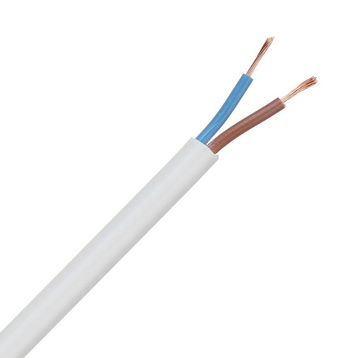 Kéteres, duplán szigetelt réz elektromos kábel 2x1.5mm2 lapos fehér MYYUP H03VVH2-F 2x1.5