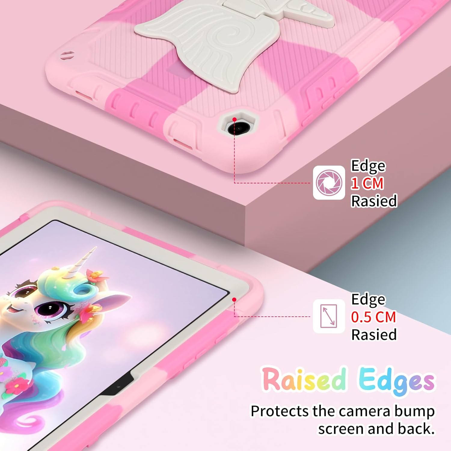 Husa pentru Samsung Galaxy Tab A9+/A9 Plus, 11 inch 2023, SM-X210/SM-X216/SM-X218, rezistenta la socuri, pentru copii si fete, cu curea de umar cu suport unicorn