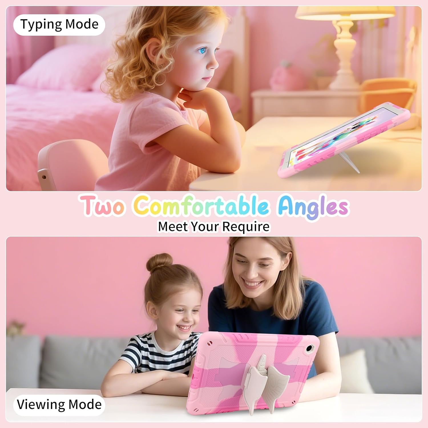 Husa pentru Samsung Galaxy Tab A9+/A9 Plus, 11 inch 2023, SM-X210/SM-X216/SM-X218, rezistenta la socuri, pentru copii si fete, cu curea de umar cu suport unicorn