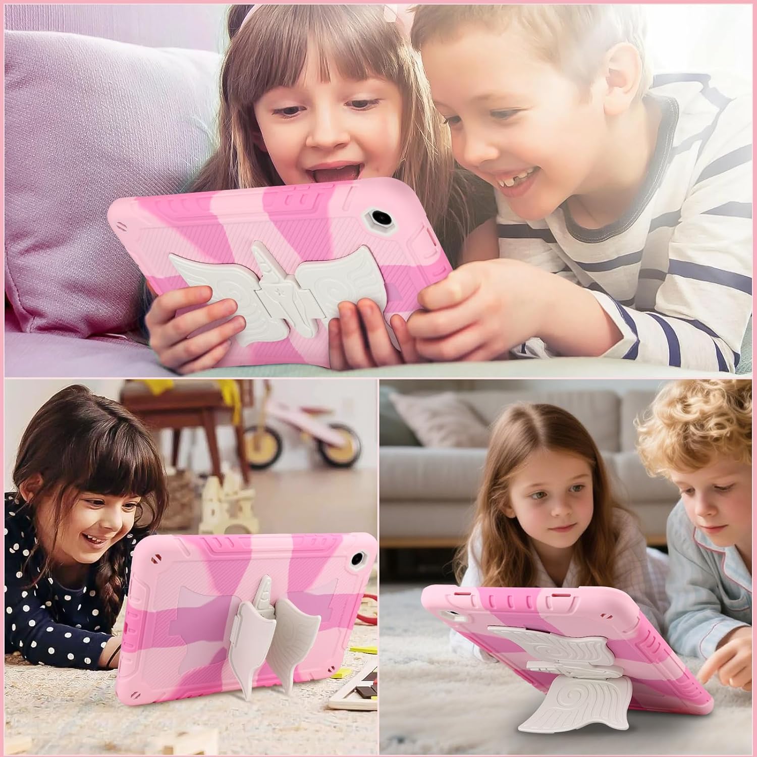 Husa pentru Samsung Galaxy Tab A9+/A9 Plus, 11 inch 2023, SM-X210/SM-X216/SM-X218, rezistenta la socuri, pentru copii si fete, cu curea de umar cu suport unicorn