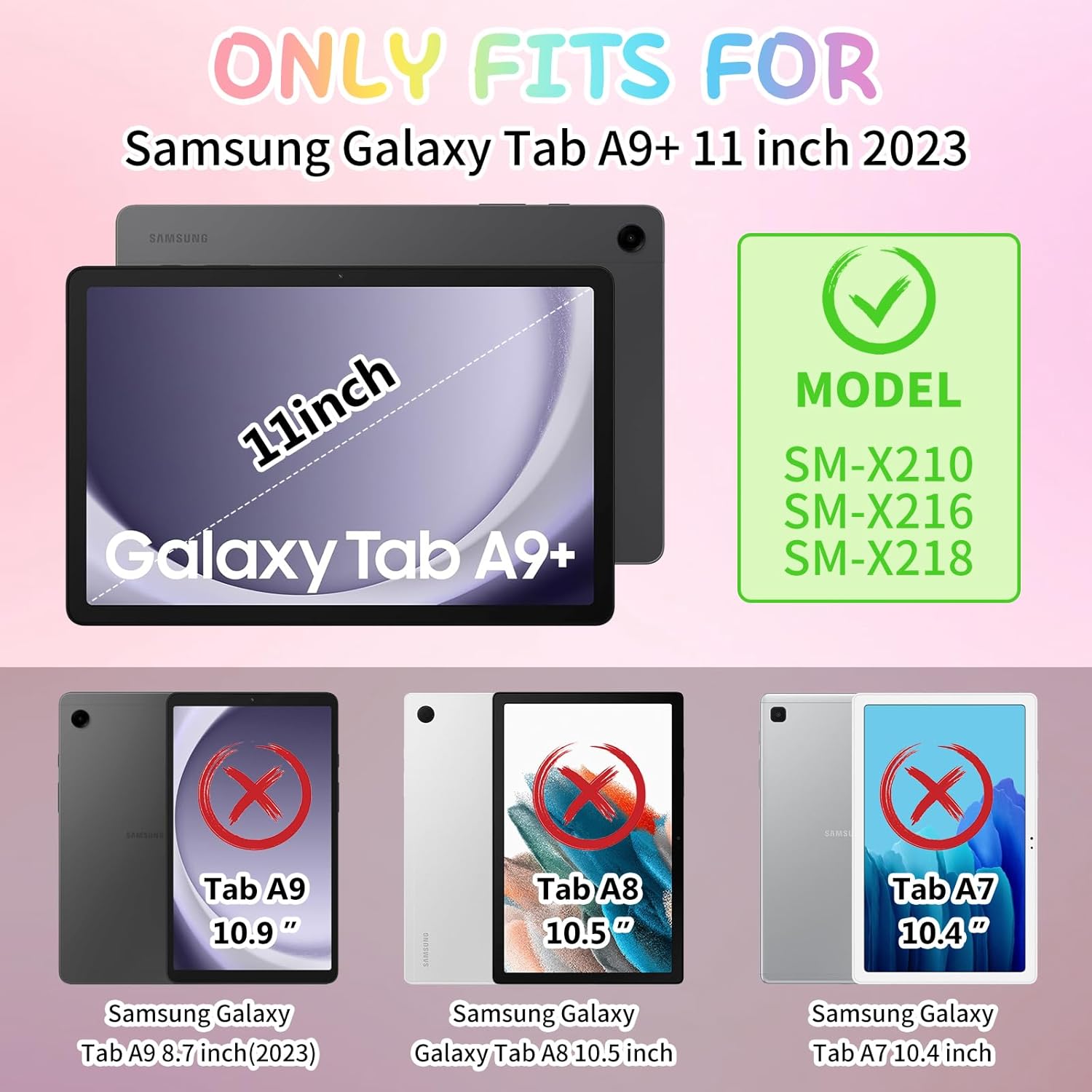 Husa pentru Samsung Galaxy Tab A9+/A9 Plus, 11 inch 2023, SM-X210/SM-X216/SM-X218, rezistenta la socuri, pentru copii si fete, cu curea de umar cu suport unicorn