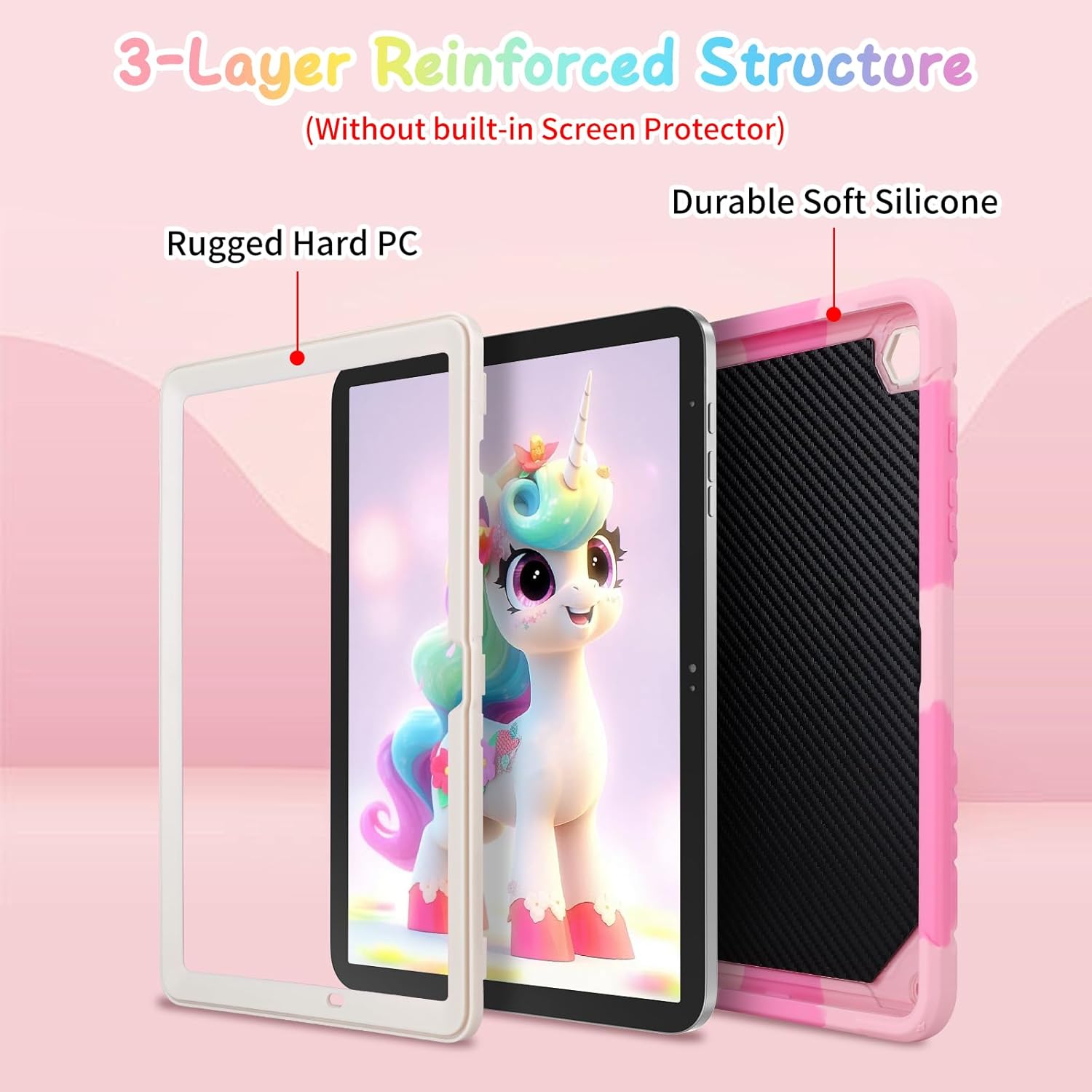 Husa pentru Samsung Galaxy Tab A9+/A9 Plus, 11 inch 2023, SM-X210/SM-X216/SM-X218, rezistenta la socuri, pentru copii si fete, cu curea de umar cu suport unicorn