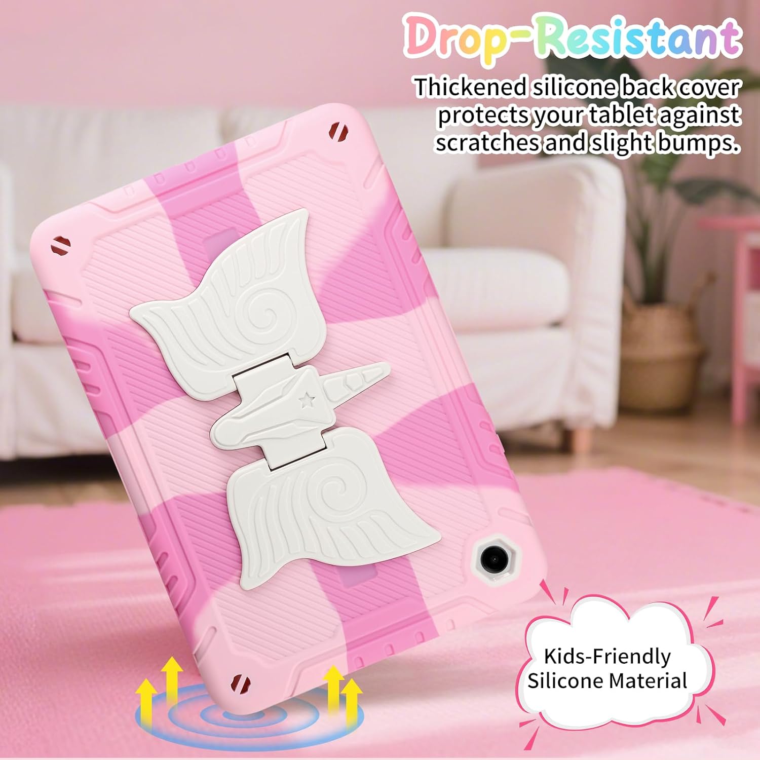 Husa pentru Samsung Galaxy Tab A9+/A9 Plus, 11 inch 2023, SM-X210/SM-X216/SM-X218, rezistenta la socuri, pentru copii si fete, cu curea de umar cu suport unicorn