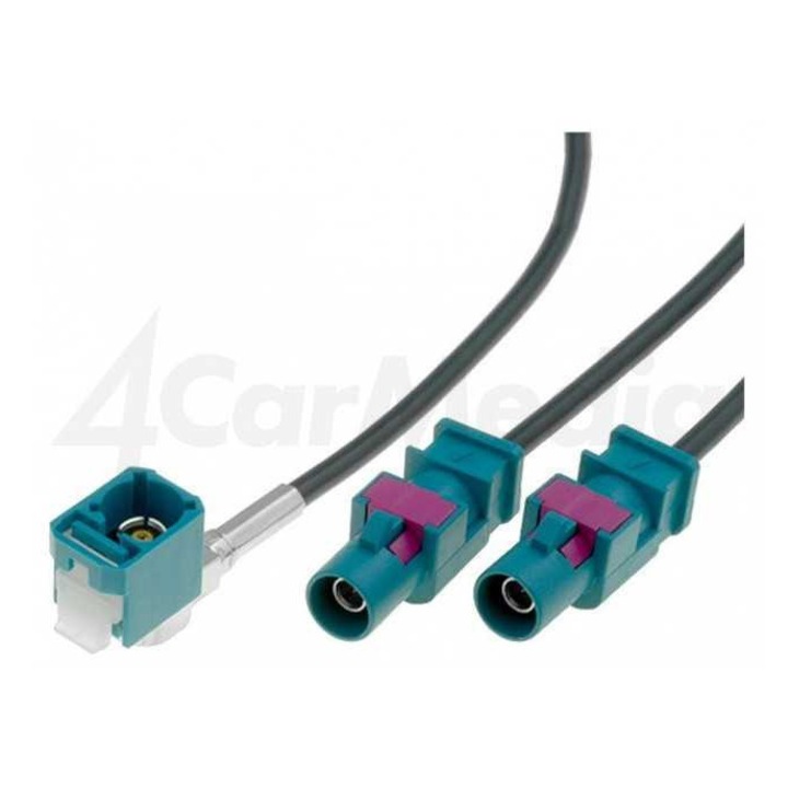 Cablu adaptor antenă auto 4CarMedia Fakra soclu mama - mufa tata x2 0.25m
