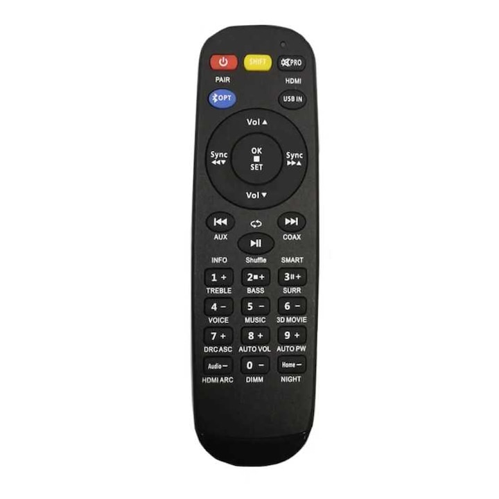 Telecomanda Universala, Pentru sisteme HiFi, design intuitiv, raza de actiune mare, Negru