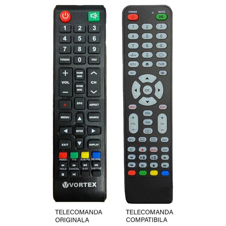 Telecomanda compatibila cu originalul pentru TV Vortex V24MFZHN, Negru