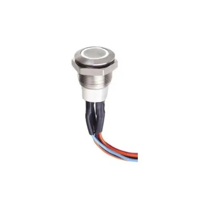 Intrerupator buton Generic LED rosu 12mm 12-24V, IP66, momentant