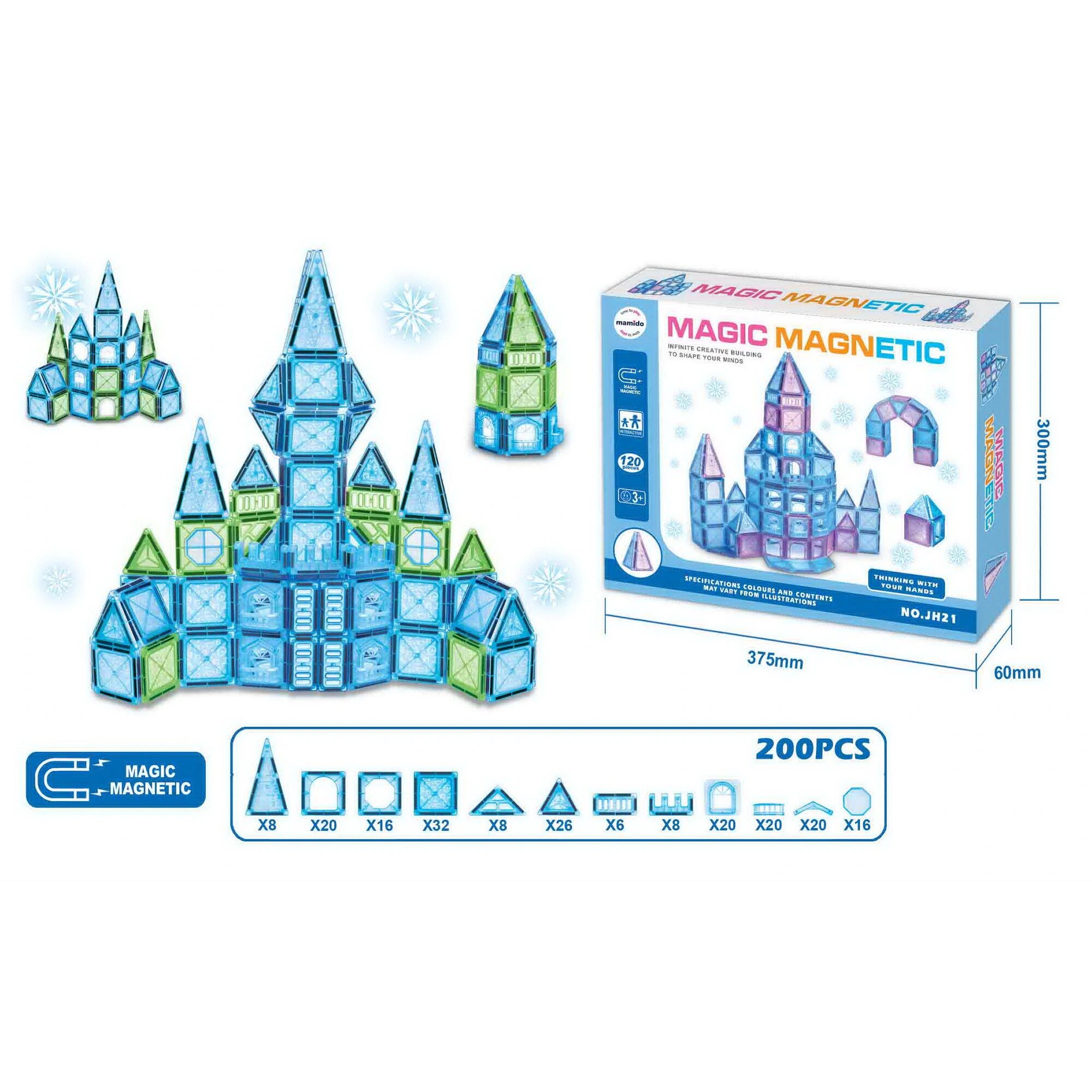 Mamido Set de constructie magnetic Magic frozen 200 piese - eMAG.ro