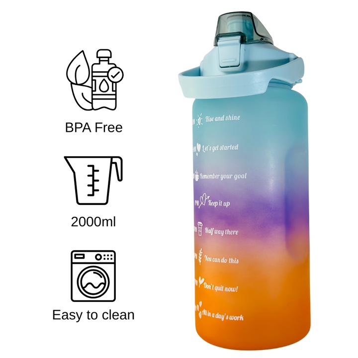 Sticla de apa 2000ml, Joy, cu capac etans, fara BPA, pentru camping