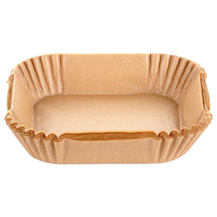 Set 50 bucati hartii de copt pentru friteuza Air Fryer, 19x19x4,5cm, rezistente la ulei, maro