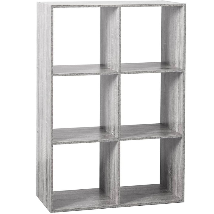 Etajera 5Five Simple Smart, 6 compartimente, gri, 68x32x101cm, PAL