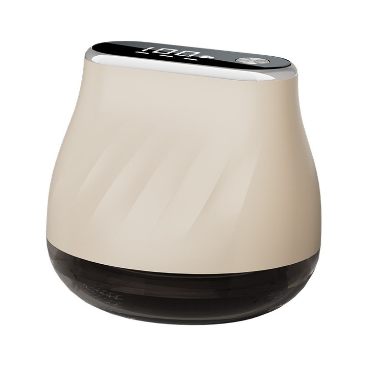 Aparat de curatat scame, 130 ml, afisaj digital LED, baterie de 500 mAh, reincarcabila prin USB, 8, 5 x 8 cm, alb-galbui