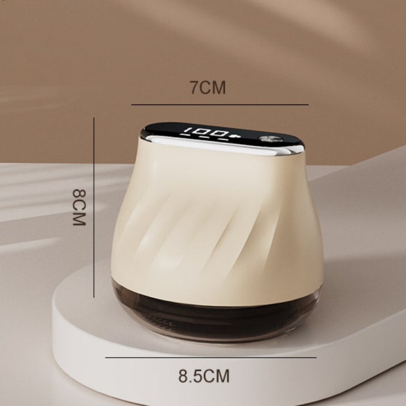 Aparat de curatat scame, 130 ml, afisaj digital LED, baterie de 500 mAh, reincarcabila prin USB, 8, 5 x 8 cm, alb-galbui