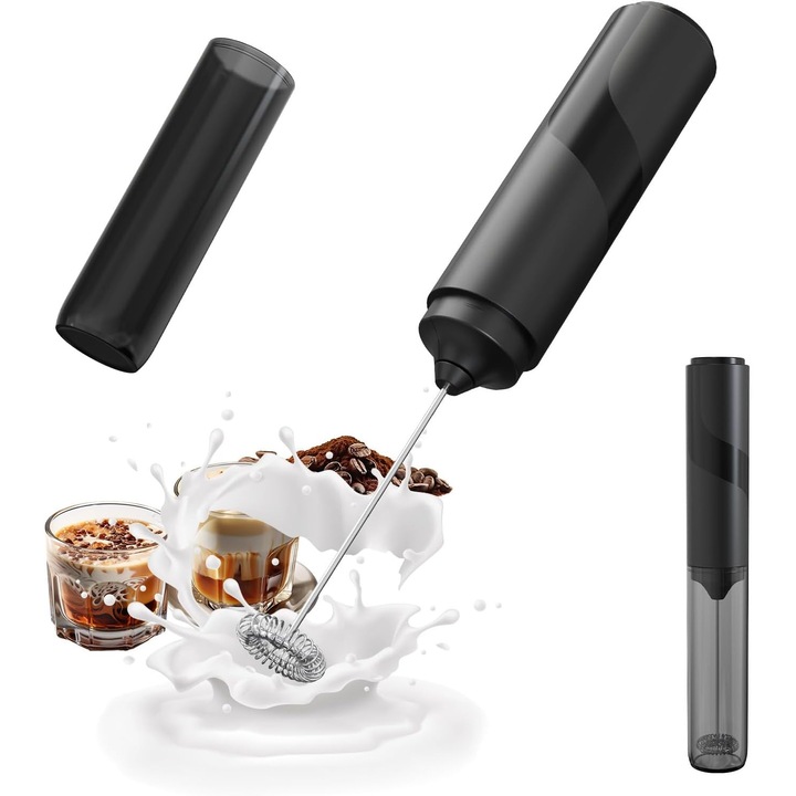 Spumator electric de lapte Oricean, cu capac, otel inoxidabil, portabil