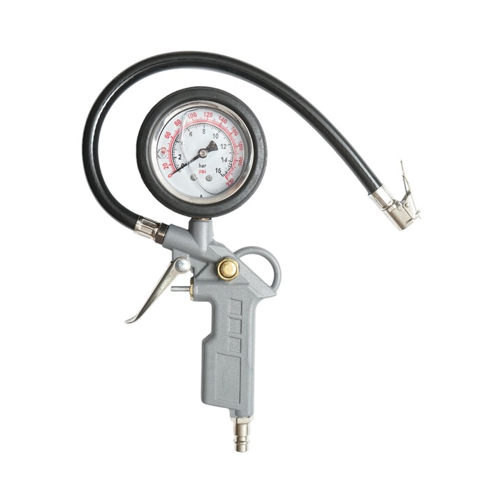 Pistol umflat roti cu furtun si manometru mecanic 0-16 bar