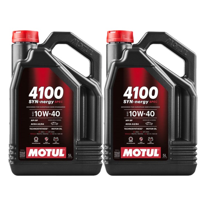 Pachet 10 litri ulei Motul 4100 SYN-NER S 10W40 – Protectie avansata si performanta pentru motoare pe benzina si diesel