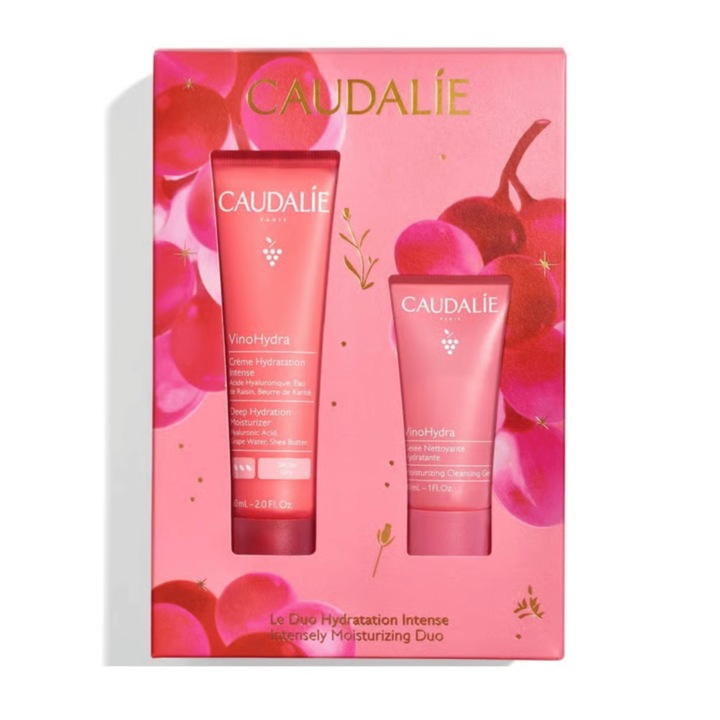 Комплект Caudalie Vinohydra Интензивно хидратиращо дуо – Крем за лице 60 мл & Почистващ гел 30 мл, интензивна хидратация и деликатно почистване